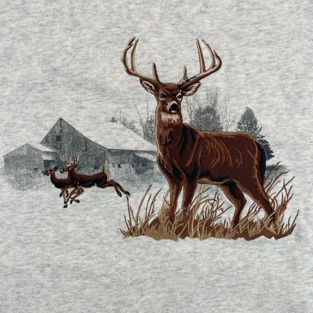 Vintage Croft Barrow Sweatshirt Men XLT Tall Oat Heather Embroidered‎ Deer NWT